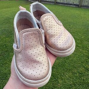 Vans rose gold slip on shoes Toddler size 7 GUC white has discoloration